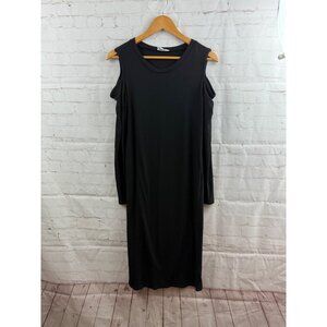Nine 1 Eight Dress Womens Size Medium Black Cold Shoulder Minimalist Party